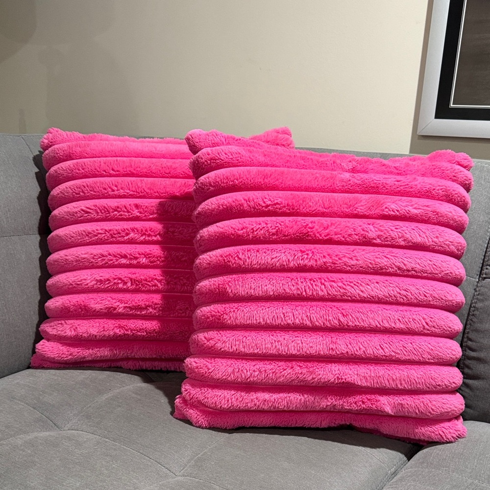 (2)Hot Pink Throw Pillows
